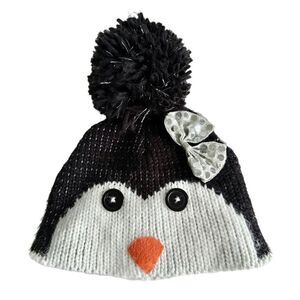 Baby Girl’s Penguin Pom  Knit Beanie, Sz:6-12m